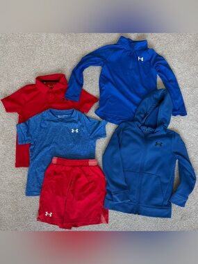 Under Armour Kids Red & Blue Lot - Size Youth Small